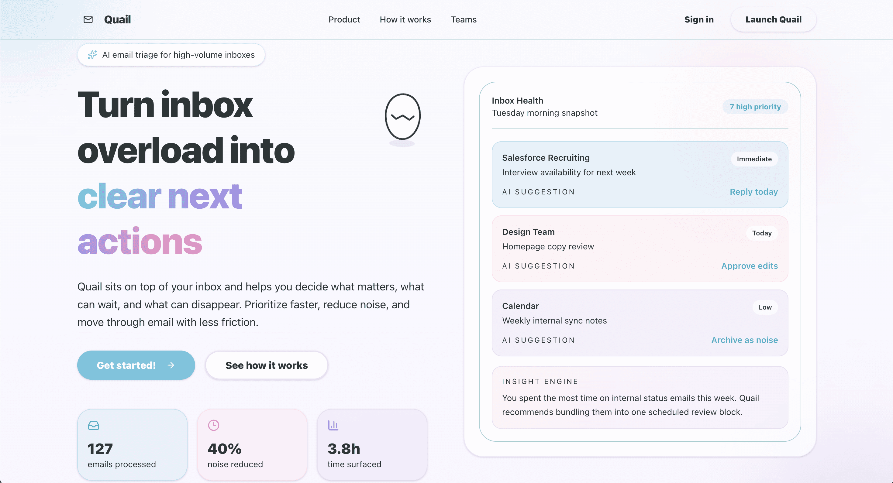 Quail Mail landing view