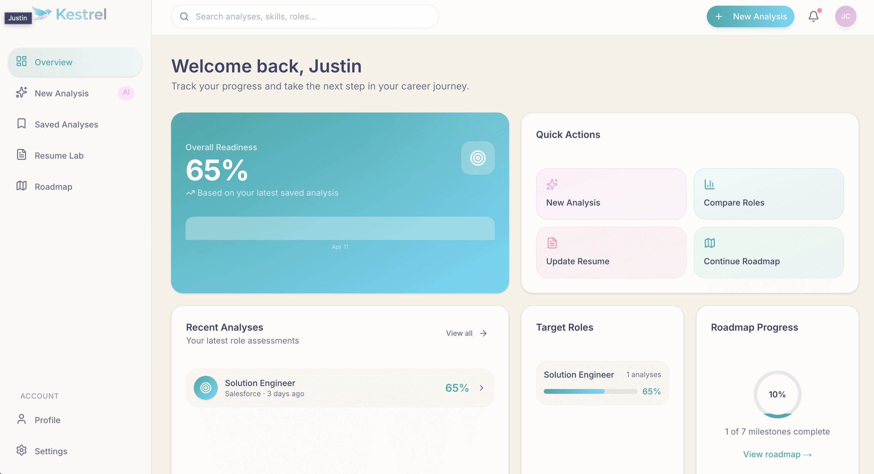 Kestrel interface view
